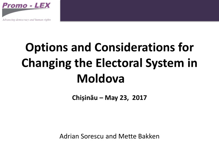 changing the electoral system in