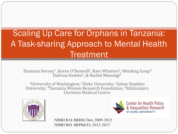 scaling up care for orphans in tanzania a task sharing