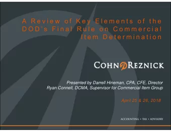 A  R e v i e w  o f  K e y  E l e m e n t s  o f  t h e  D O D  s  F i n a l  R u l e  o n  C o