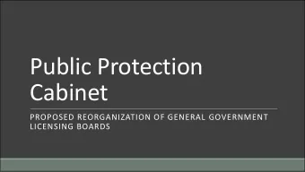 Public Protection  Cabinet  PROPOSED REORGANIZATION OF GENERAL GOVERNMENT  LICENSING BOARDS
