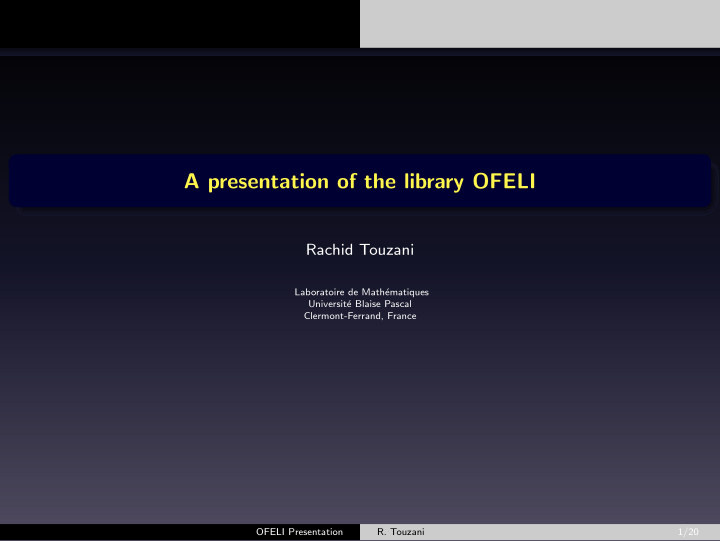 a presentation of the library ofeli