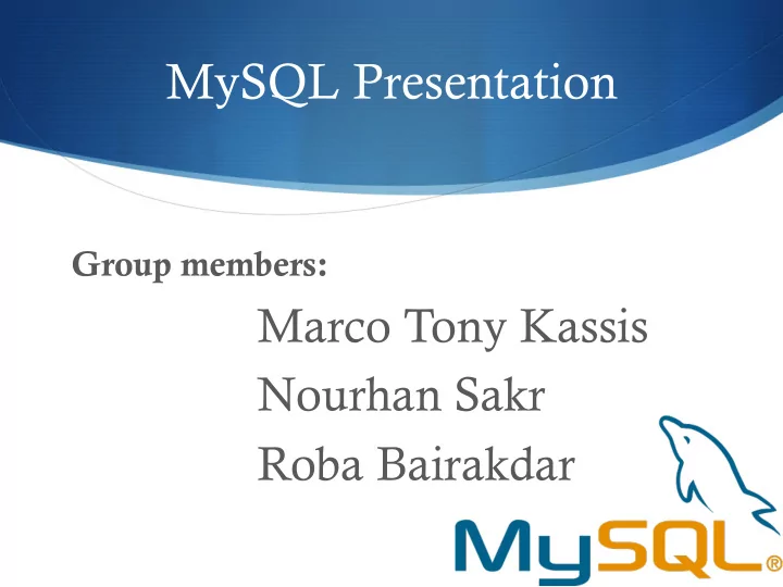 mysql presentation