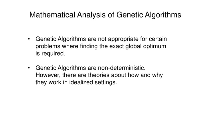 mathematical analysis of genetic algorithms