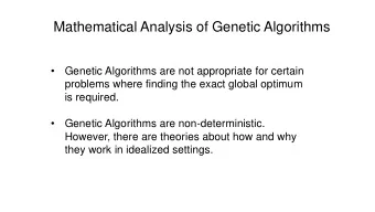 Mathematical Analysis of Genetic Algorithms    Genetic Algorithms are not appropriate for