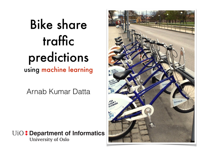 bike share traffic predictions