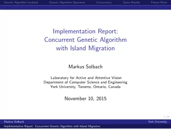 Implementation Report:  Concurrent Genetic Algorithm  with Island Migration  Markus Solbach