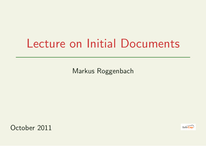 lecture on initial documents
