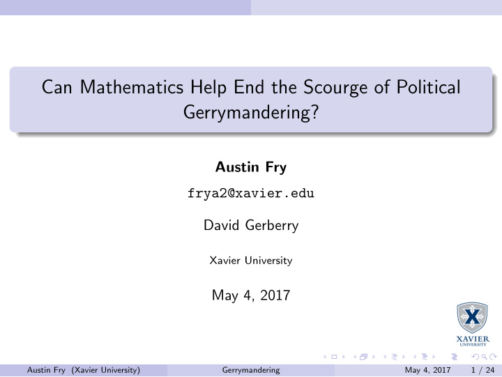 can mathematics help end the scourge of political