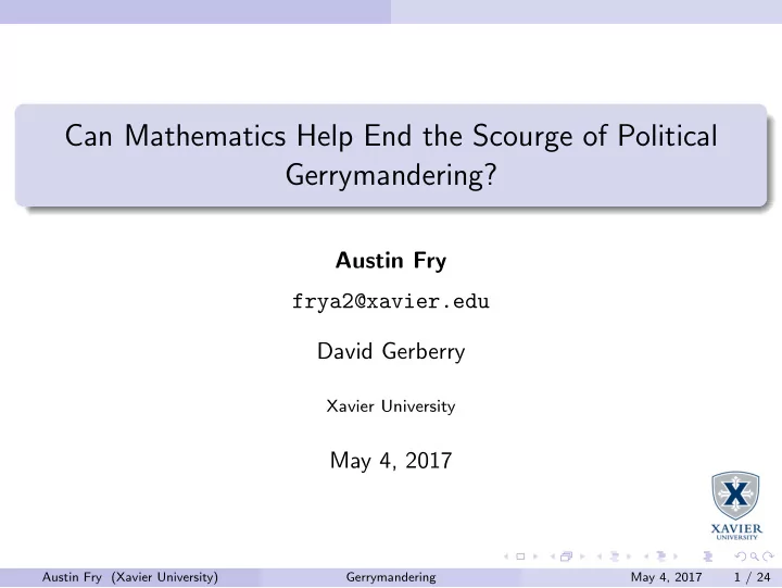 can mathematics help end the scourge of political