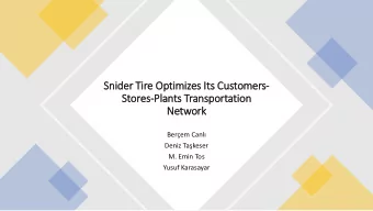 Snider Tir  Tire Optimizes Its  Its Cu  Customers-  Stores-Plants Transportatio  ion  Network