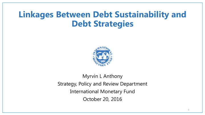 linkages between debt sustainability and debt strategies