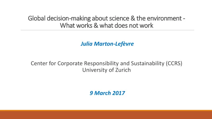 global decision making about science the environment what