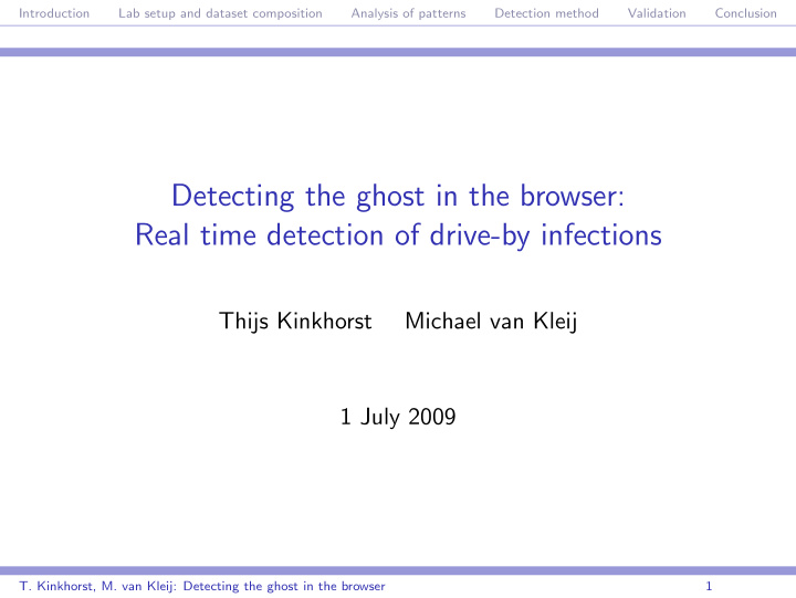 detecting the ghost in the browser real time detection of