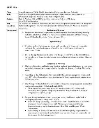 APHA 2016  Place  Annual American Public Health Association Conference, Denver, Colorado