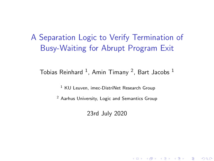 a separation logic to verify termination of busy waiting
