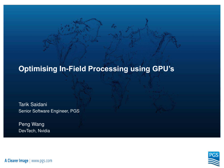 optimising in field processing using gpu s