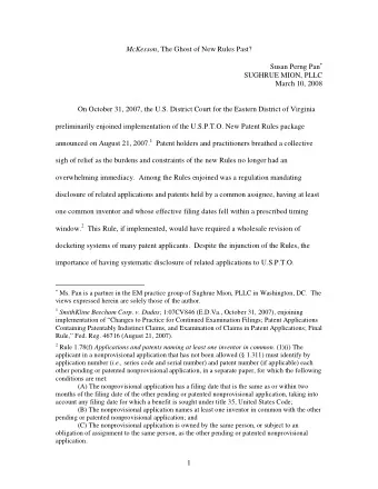 McKesson , The Ghost of New Rules Past? Susan Perng Pan   SUGHRUE MION, PLLC  March 10, 2008  On