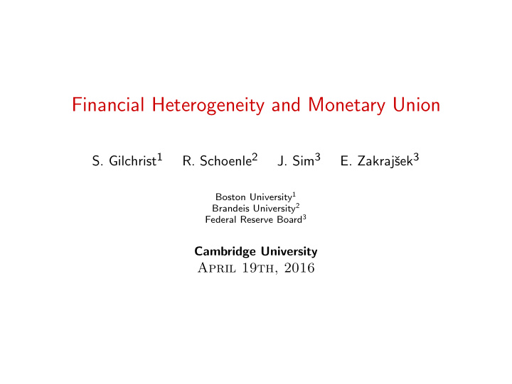 financial heterogeneity and monetary union