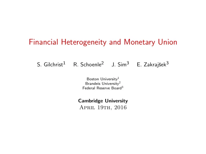 financial heterogeneity and monetary union