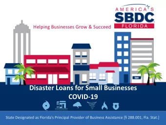 COVID-19 State Designated as Florida's Principal Provider of Business Assistance [  288.001, Fla.