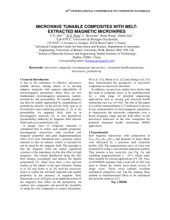 EXTRACTED MAGNETIC MICROWIRES F.X. Qin 1,2* , H.X. Peng 2 , C. Brosseau 1 , Huan Wang 3 , Jianfei