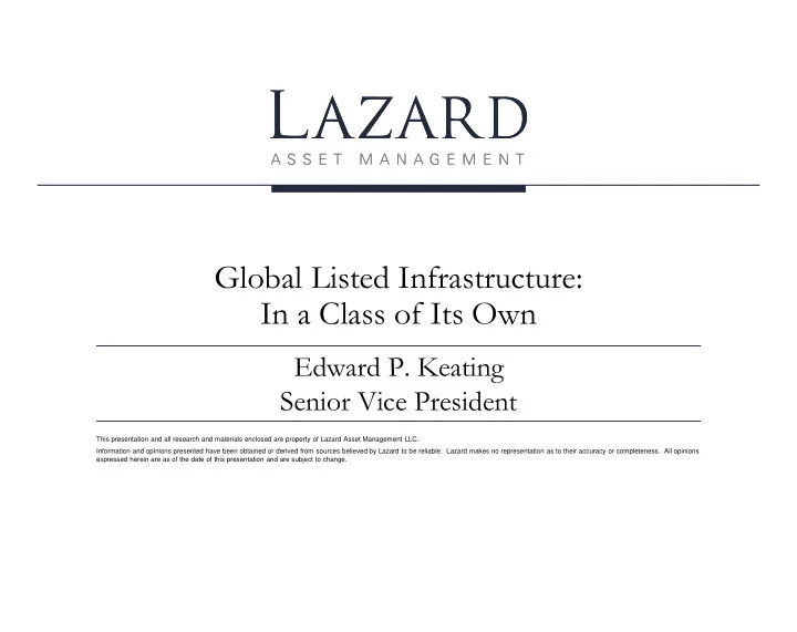 global listed infrastructure in a class of its own