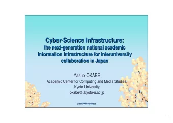 Cyber-  -Science Infrastructure:  Science Infrastructure:  Cyber  Cyber-Science Infrastructure: