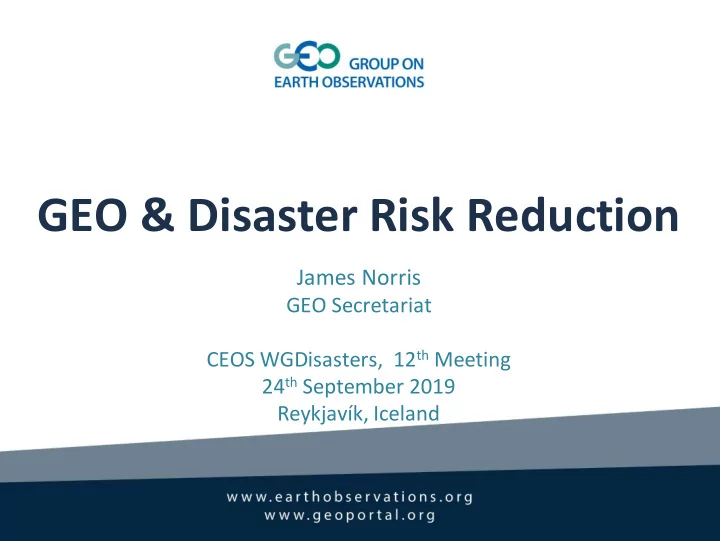 geo disaster risk reduction