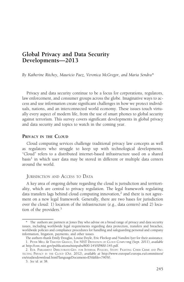 global privacy and data security developments 2013