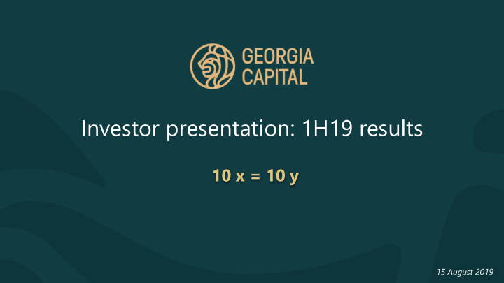 investor presentation 1h19 results