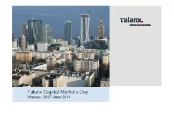 Talanx Capital Markets Day  Warsaw, 26/27 June 2014  Agenda  I  Group Strategy and Targets  Herbert