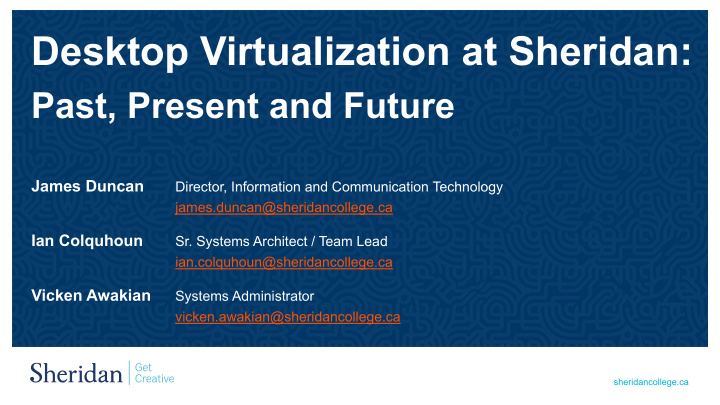 desktop virtualization at sheridan