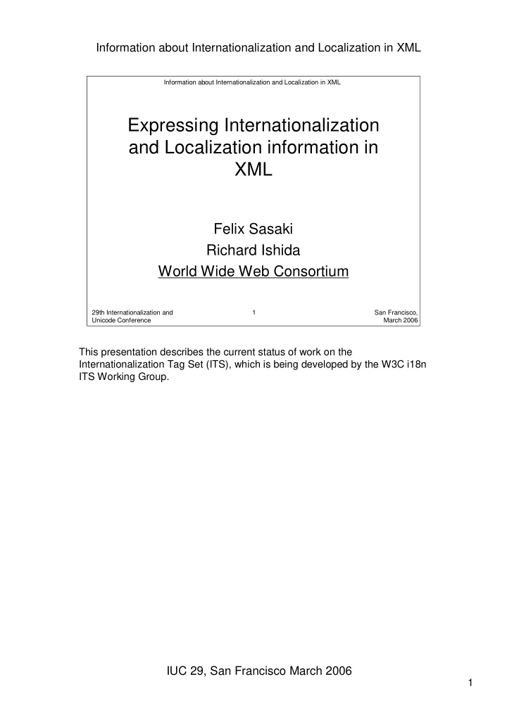expressing internationalization and localization