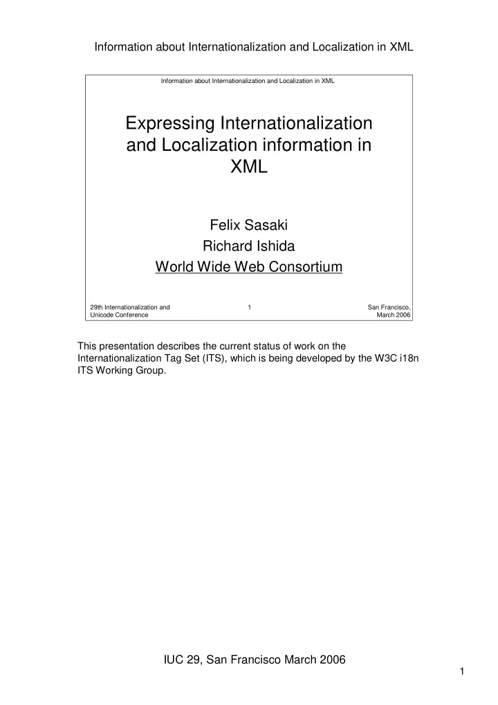 expressing internationalization and localization
