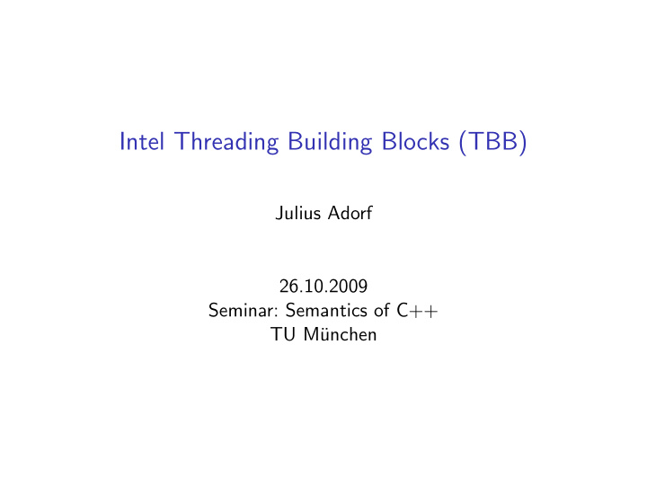 intel threading building blocks tbb