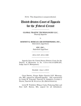 United States Court of Appeals  for the Federal Circuit  ______________________ GLOBAL TRAFFIC