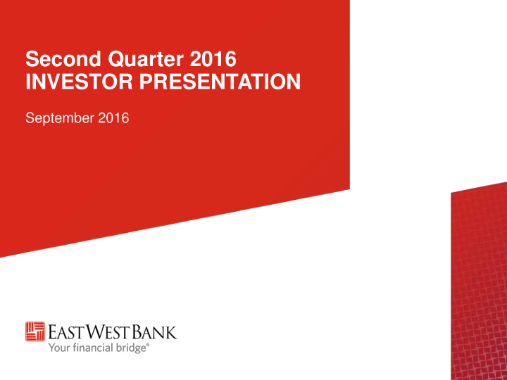 second quarter 2016 investor presentation