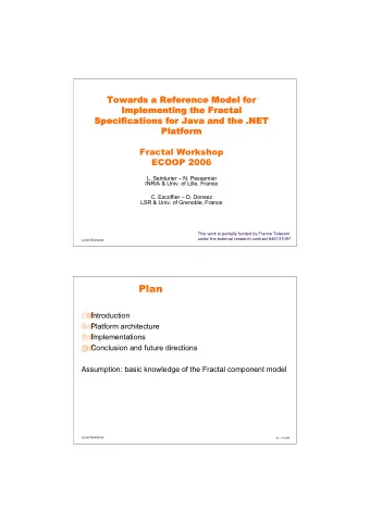 Plan      Introduction    Platform architecture    Implementations