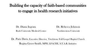 Buildin  ing the capa  pacit  ity of  of fa  faith-ba  based communit  itie  ies  to en  engage