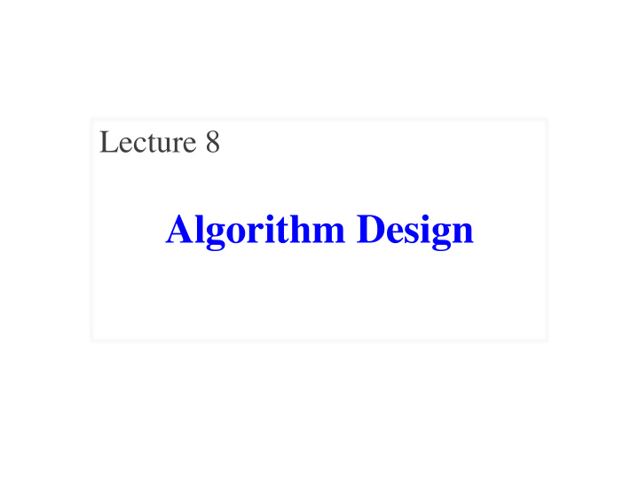 algorithm design announcements for this lecture