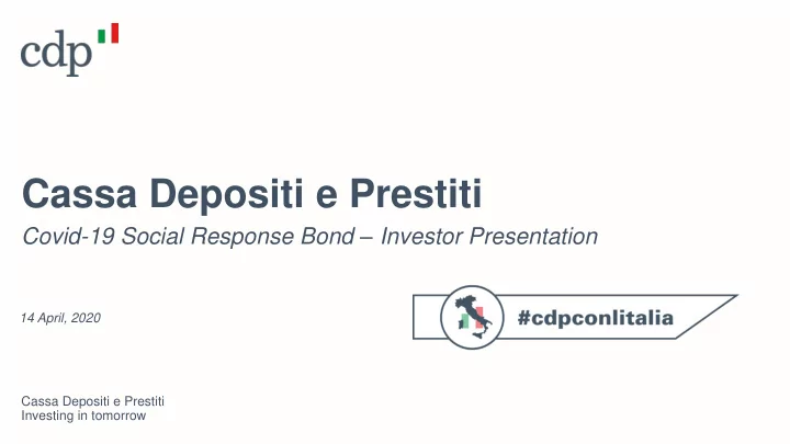 cassa depositi e prestiti