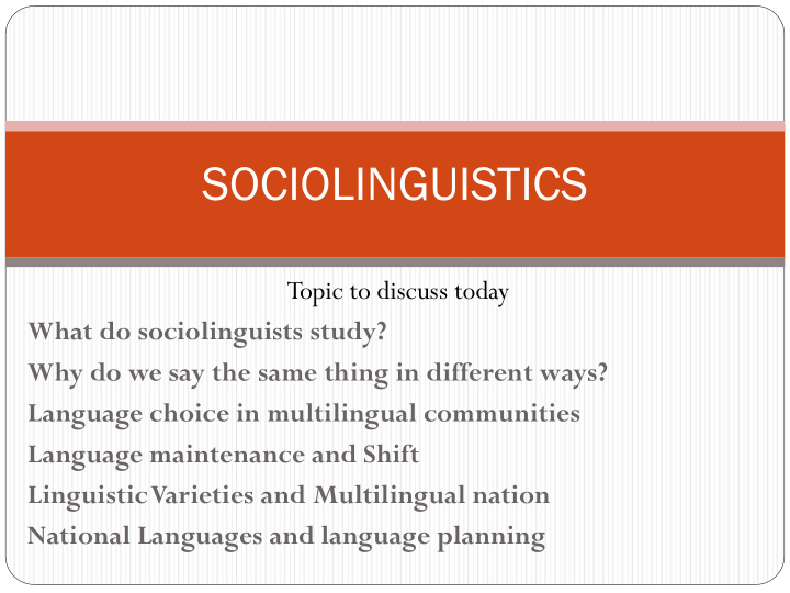 sociolinguistics