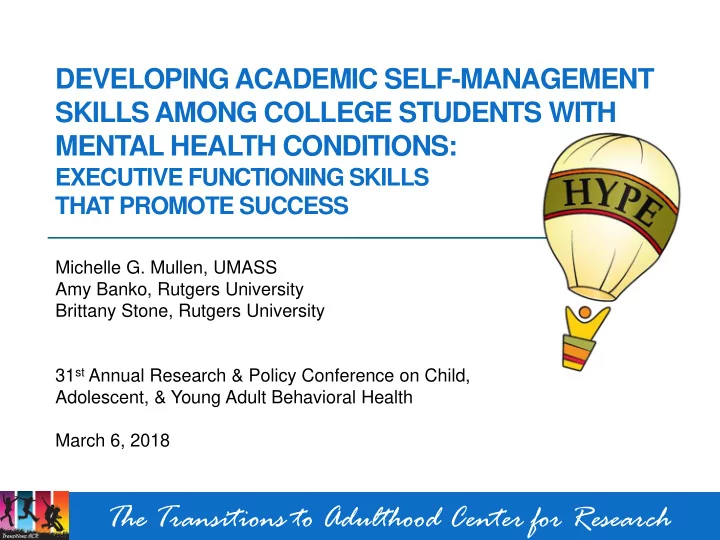 the transitions to adulthood center for research