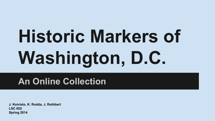 historic markers of washington d c