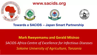 Click to edit Master title style  Towards a SACIDS  Japan Smart Partnership  Mark Rweyemamu and