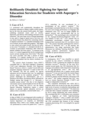 IV. Asperger's Disorder interest that is abnormal either in intensity or  focus; 1. History and