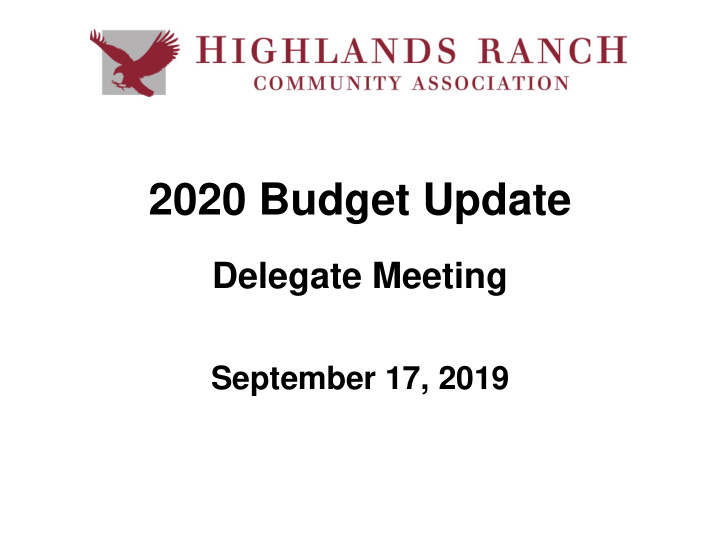 2020 budget update