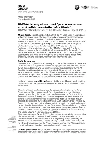 BMW Art Journey winner Jamal Cyrus to present new artworks of his travels to the  Afro-Atlantic