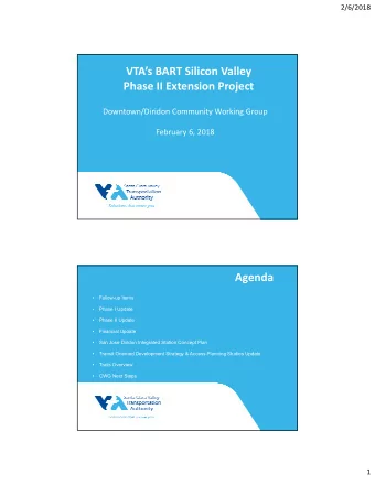 VTAs BART Silicon Valley  Phase II Extension Project  Downtown/Diridon Community Working Group