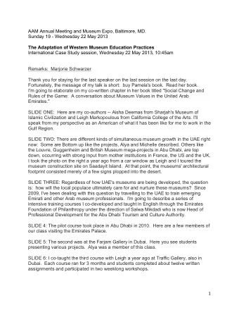 AAM Annual Meeting and Museum Expo, Baltimore, MD.  Sunday 19 - Wednesday 22 May 2013  The